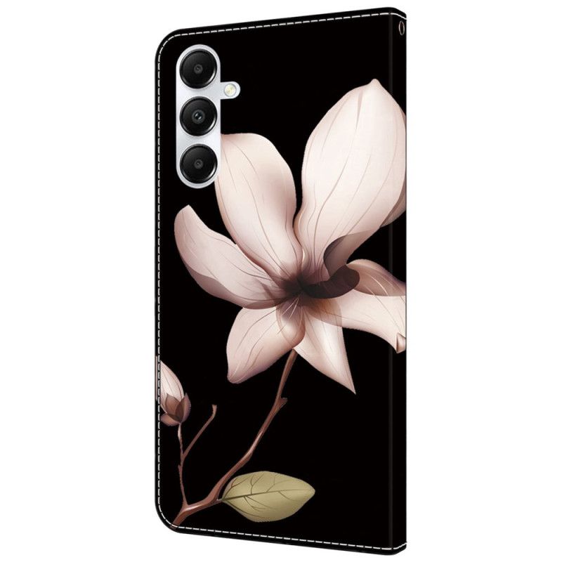 Puzdro Samsung Galaxy A55 5g Ružové Kvety Na Čiernom Pozadí