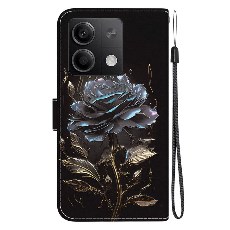 Kožené Puzdro Xiaomi Redmi Note 13 5g Čierna Ruža S Remienkom