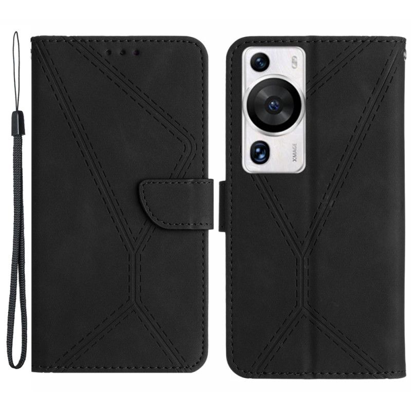 Flipové Puzdro Huawei P60 Pro Efektná Línia Kože