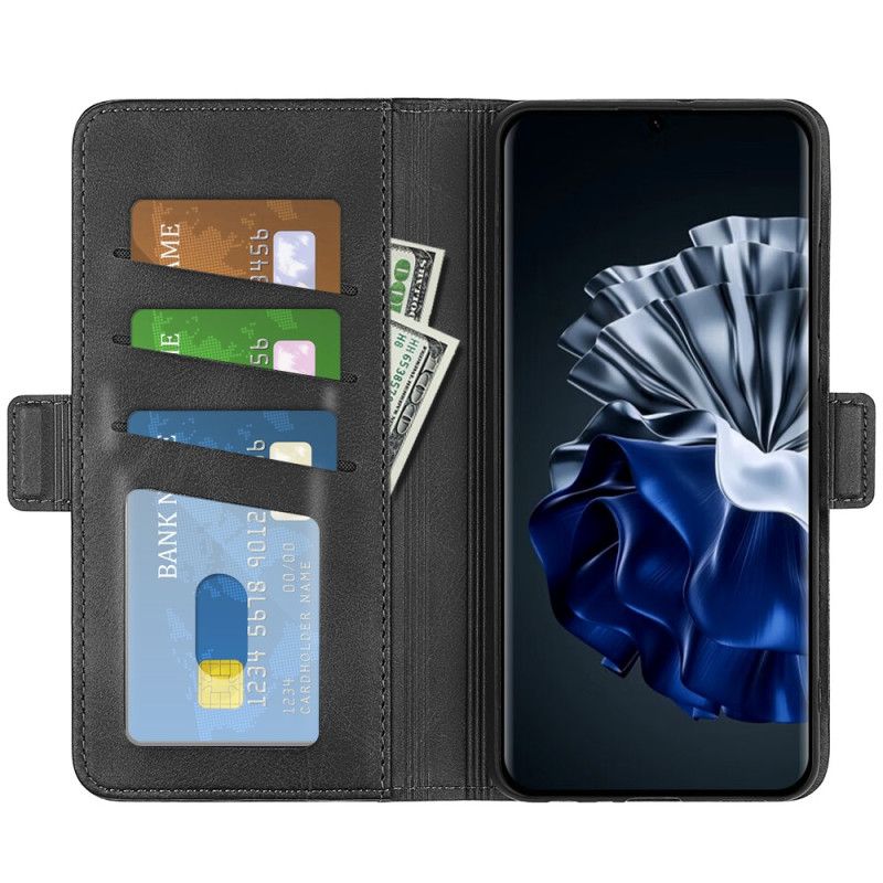 Kožené Puzdro Huawei P60 Pro Flipové Puzdro Dvojitá Klapka