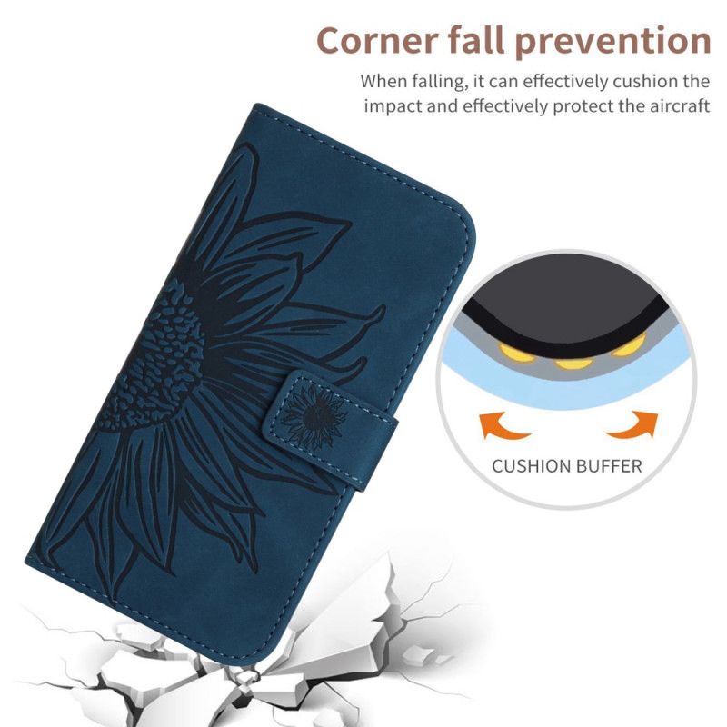 Kožené Puzdro Huawei P60 Pro Slnečnicový A Ramenný Popruh