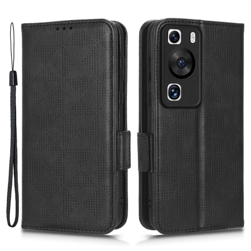 Kožené Puzdro Huawei P60 Pro Trojuholníky S Popruhom