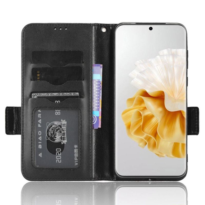 Kožené Puzdro Huawei P60 Pro Trojuholníky S Popruhom