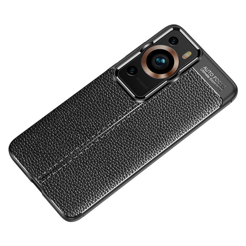Kryt Huawei P60 Pro Kožený Efekt Dvojitej Línie Litchi