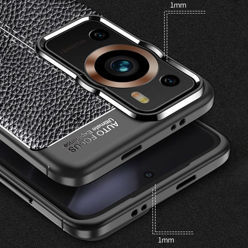 Kryt Huawei P60 Pro Kožený Efekt Dvojitej Línie Litchi