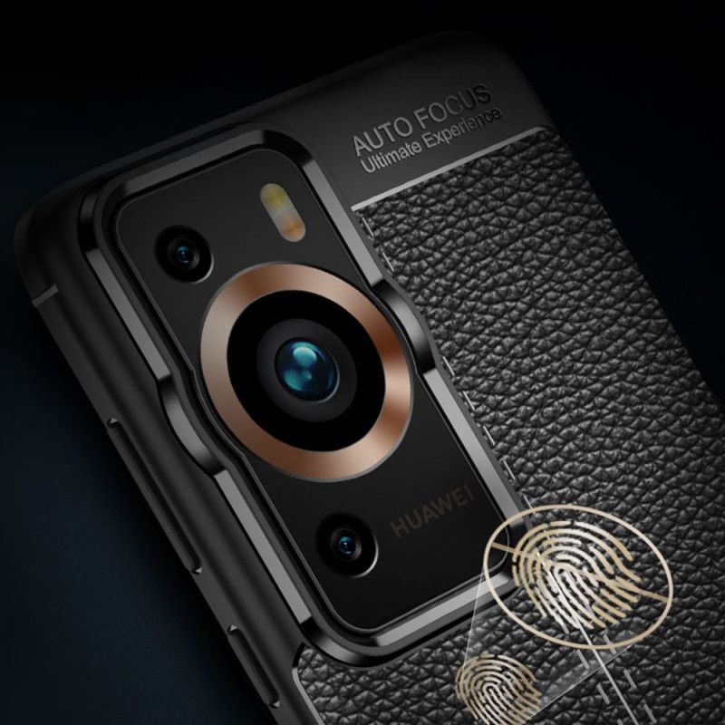 Kryt Huawei P60 Pro Kožený Efekt Dvojitej Línie Litchi