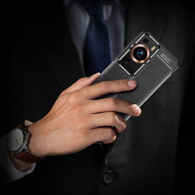 Kryt Huawei P60 Pro Kožený Efekt Dvojitej Línie Litchi