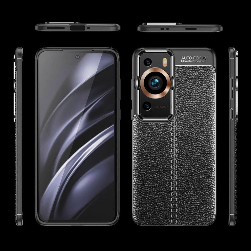 Kryt Huawei P60 Pro Kožený Efekt Dvojitej Línie Litchi