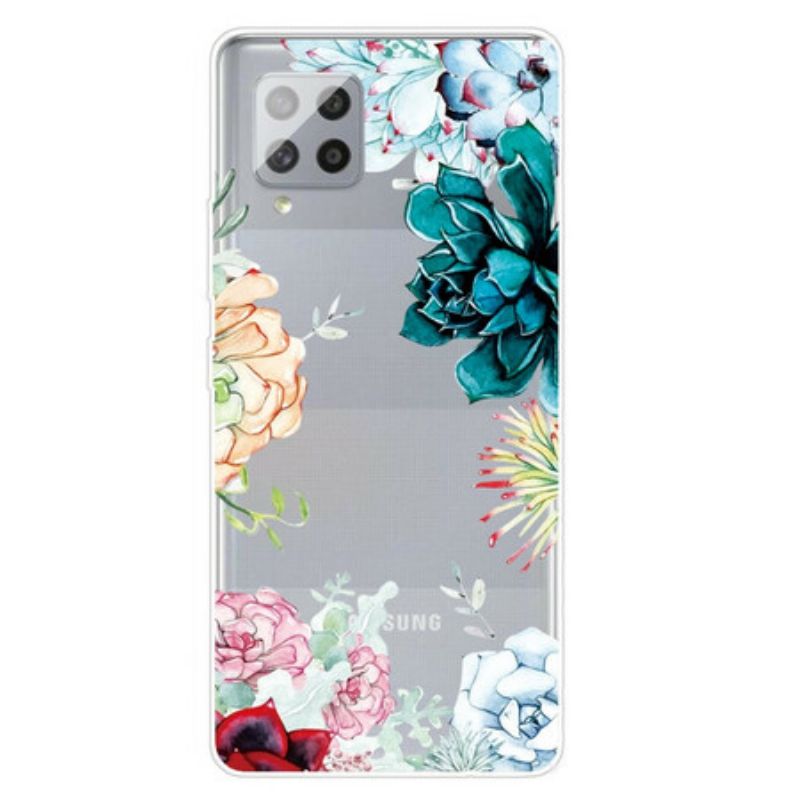 Kryt Samsung Galaxy A42 5G Bezšvové Akvarelové Kvety