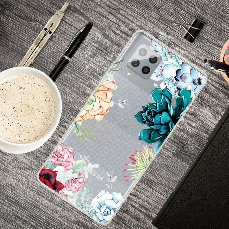 Kryt Samsung Galaxy A42 5G Bezšvové Akvarelové Kvety