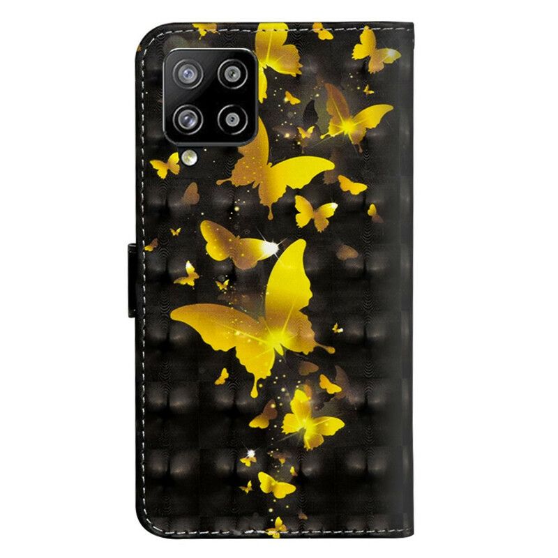Peňaženkový Kryt Samsung Galaxy A42 5G Žlté Motýle