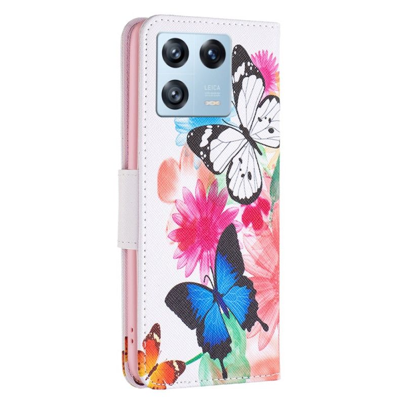 Flipové Puzdro Xiaomi 13 Pro Akvarelové Motýle
