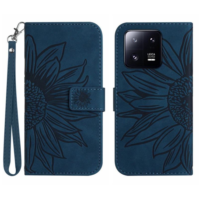 Kožené Puzdro Xiaomi 13 Pro Kvetina So Šnúrkou