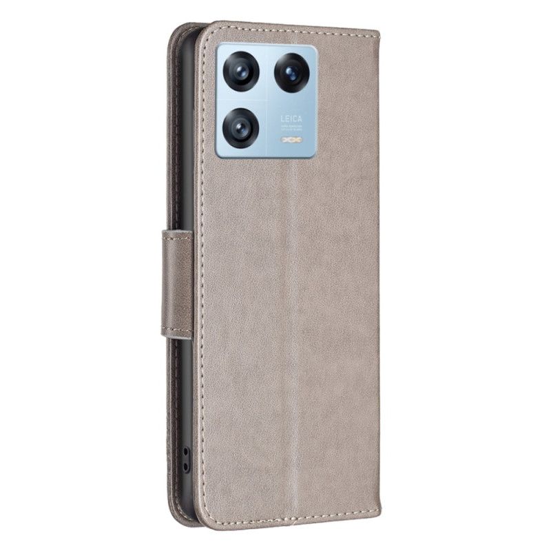 Kožené Puzdro Xiaomi 13 Pro Popruh S Potlačou Motýľov