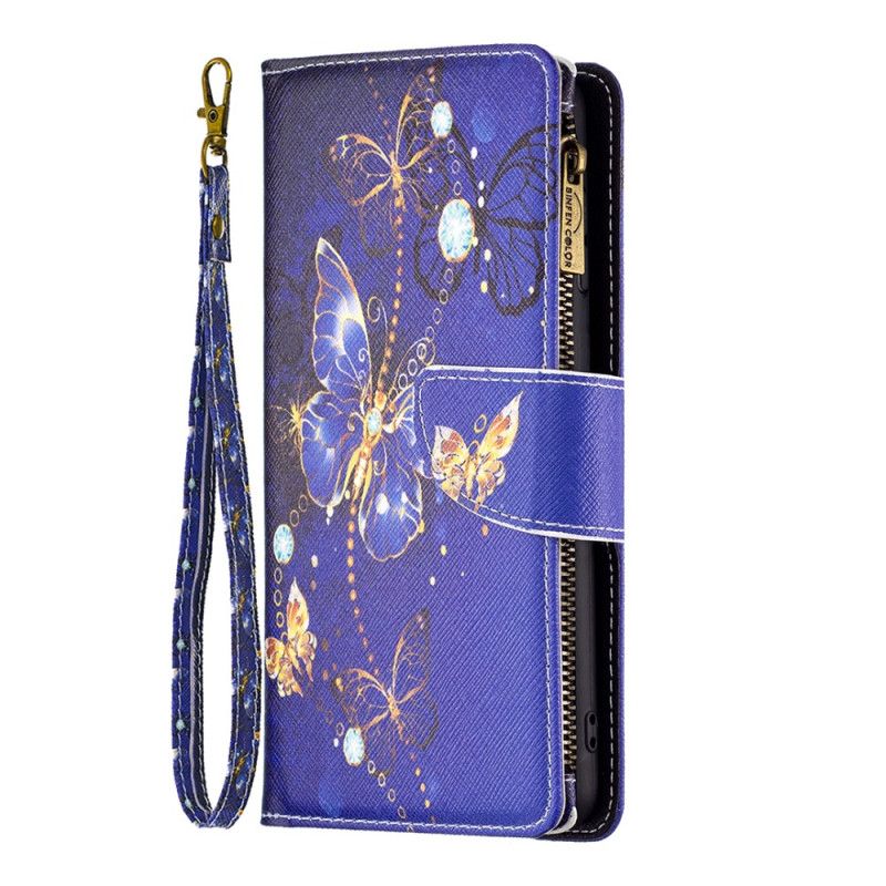 Kožené Puzdro Xiaomi 13 Pro Vrecko Na Zips Na Motýle