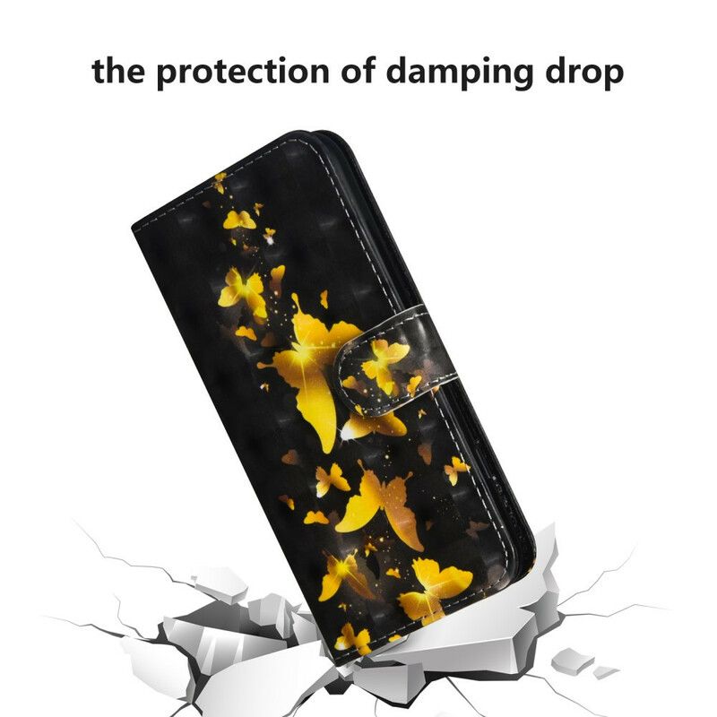 Kožené Puzdro Samsung Galaxy A21s Žlté Motýle