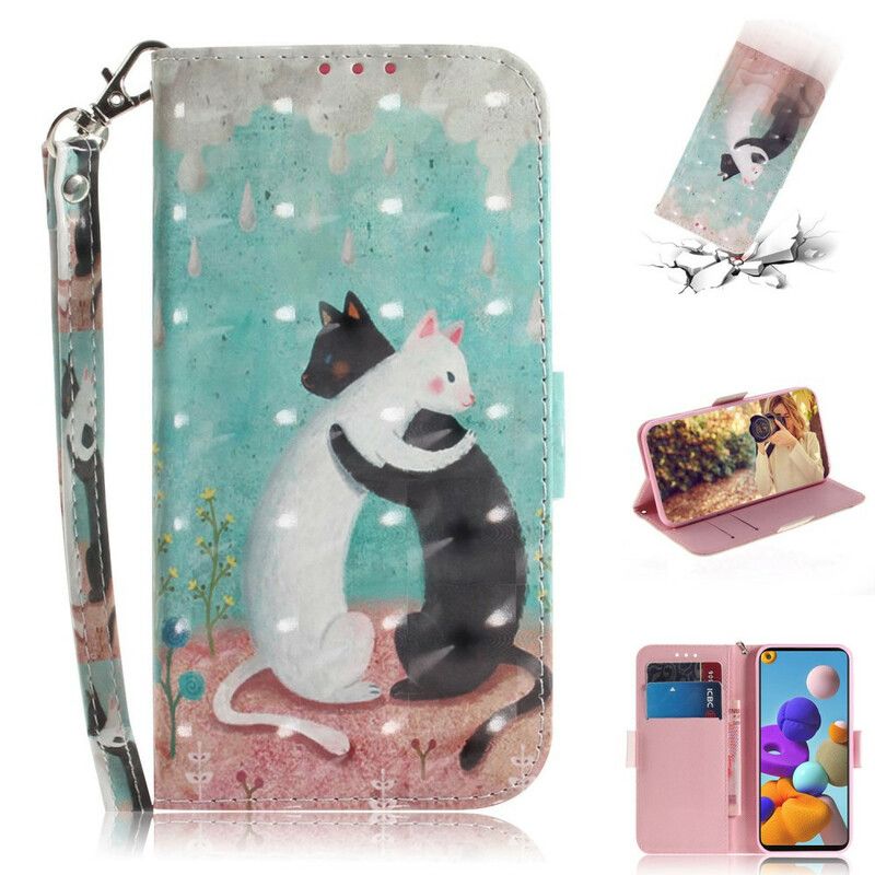 Peňaženkový Kryt Samsung Galaxy A21s Strappy Cat Friends