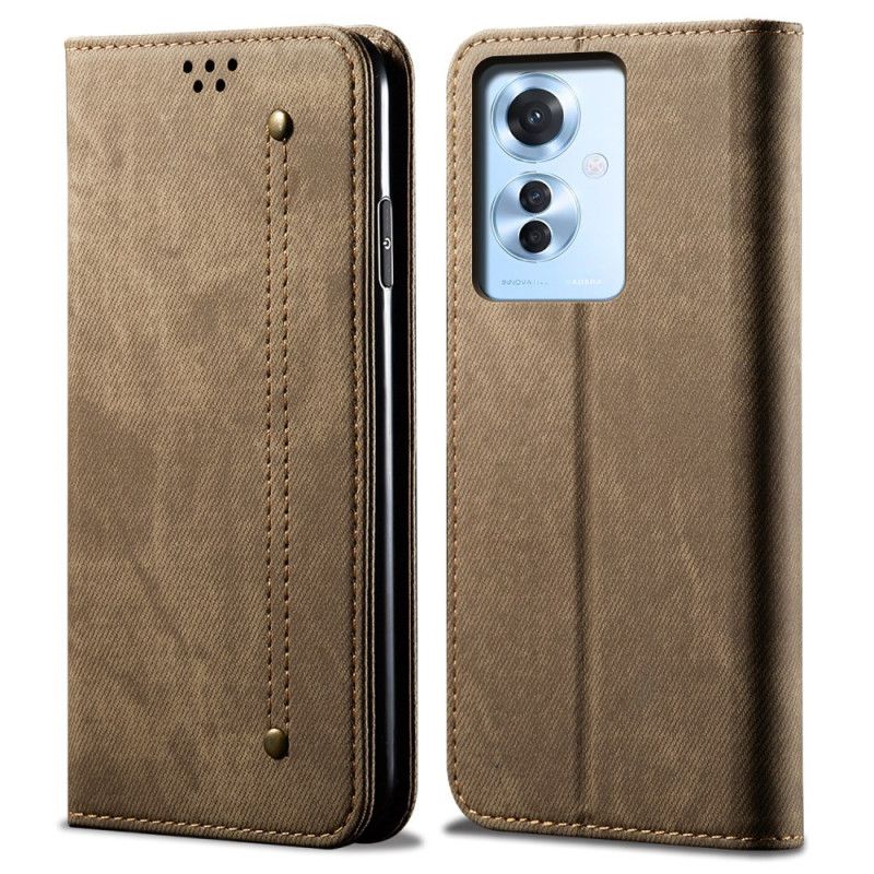 Kožené Puzdro Oppo Reno 11f 5g Džínsová Tkanina