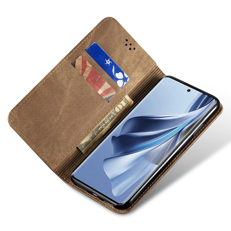 Kožené Puzdro Oppo Reno 11f 5g Džínsová Tkanina