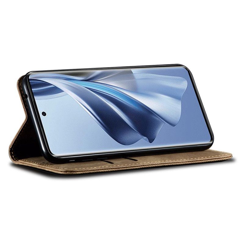 Kožené Puzdro Oppo Reno 11f 5g Džínsová Tkanina