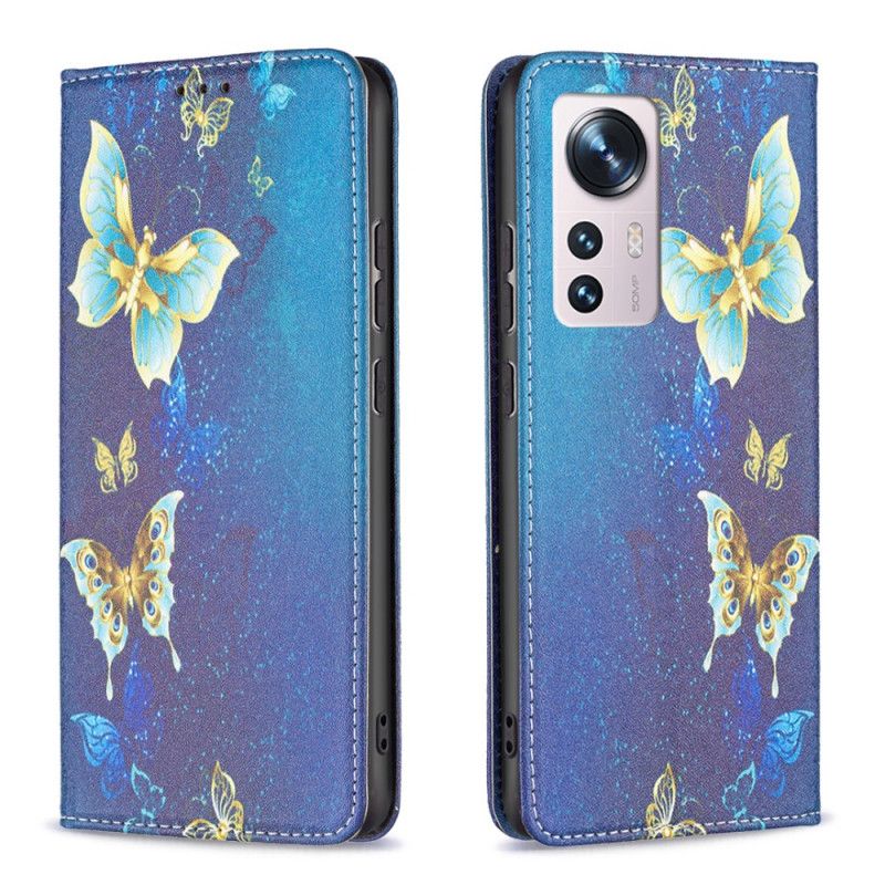 Flipové Puzdro Xiaomi 12 / 12X Kožené Puzdro Farebné Motýle