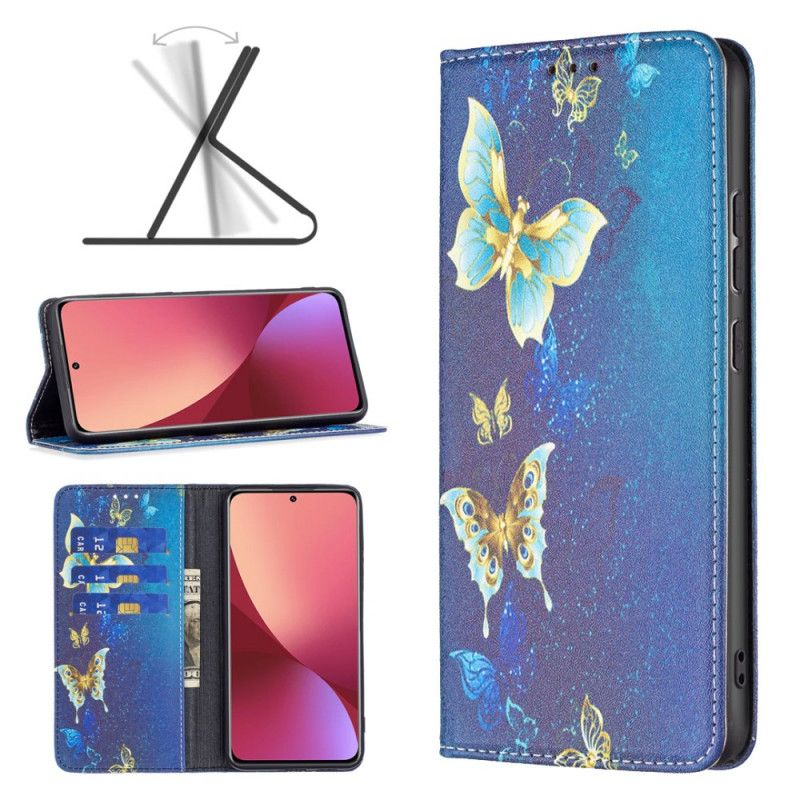 Flipové Puzdro Xiaomi 12 / 12X Kožené Puzdro Farebné Motýle
