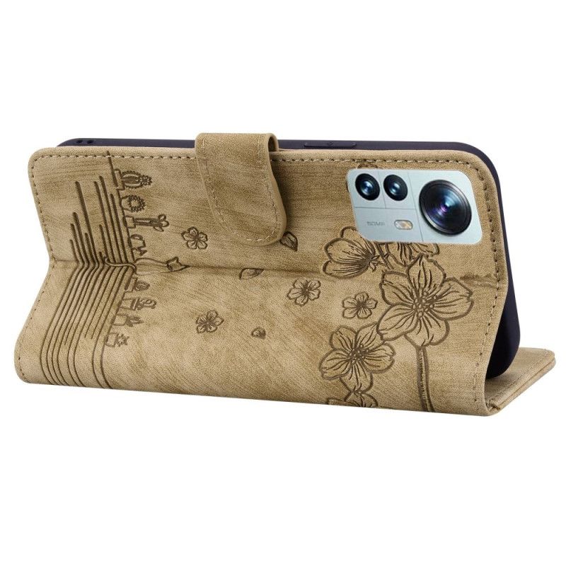Flipové Puzdro Xiaomi 12 / 12X Kvetinové Tangá Cat