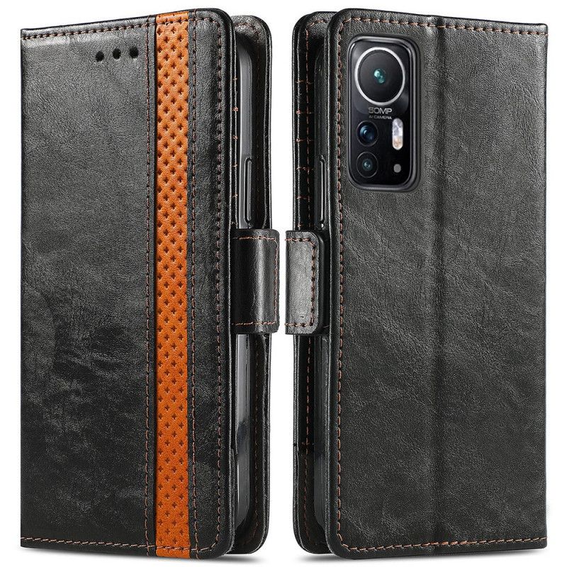 Kožené Puzdro Xiaomi 12 / 12X Dvojfarebná Dvojitá Spona