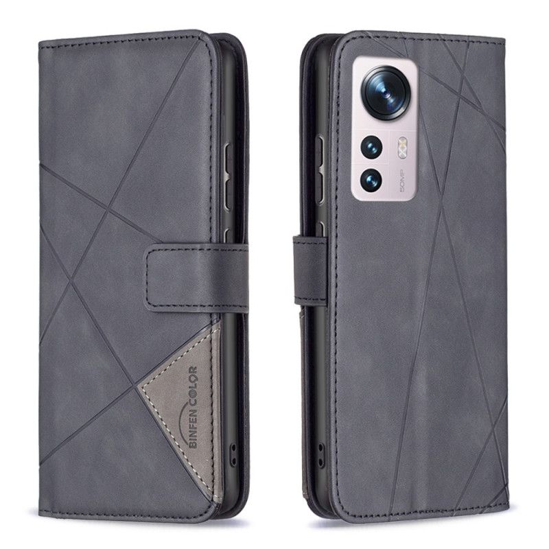Kožené Puzdro Xiaomi 12 / 12X Farebné Trojuholníky Binfen