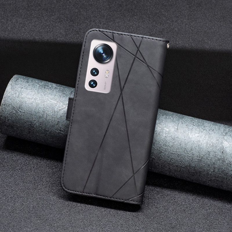 Kožené Puzdro Xiaomi 12 / 12X Farebné Trojuholníky Binfen