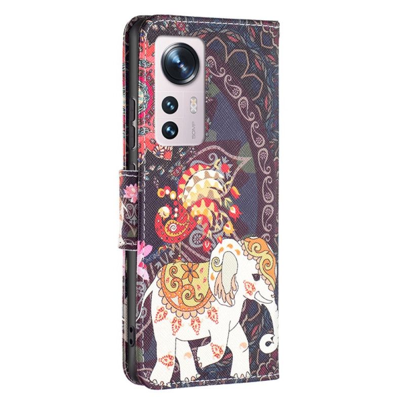 Kožené Puzdro Xiaomi 12 / 12X Indické Slony