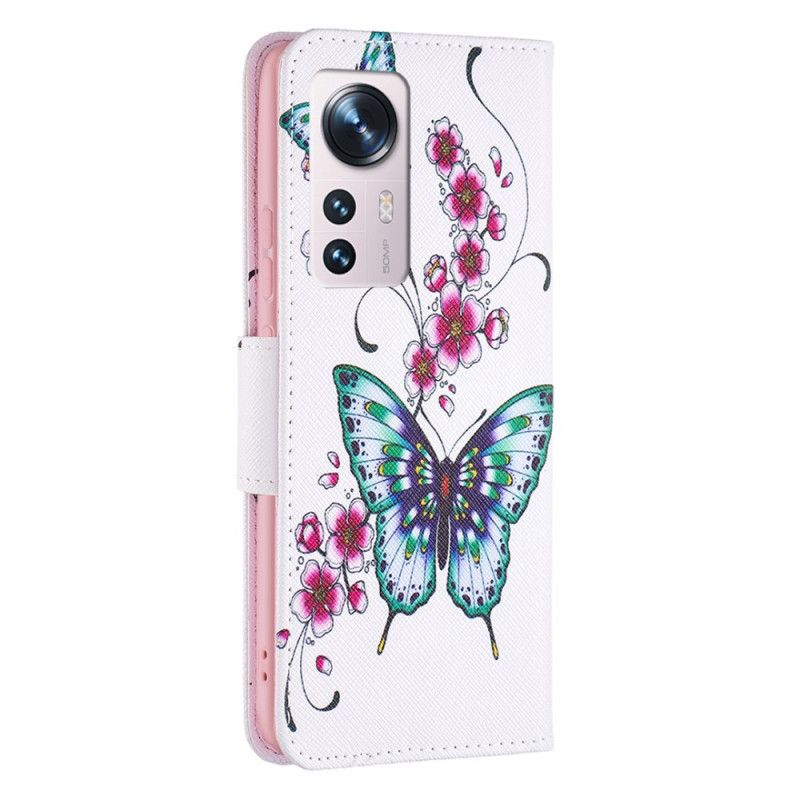 Kožené Puzdro Xiaomi 12 / 12X Motýle