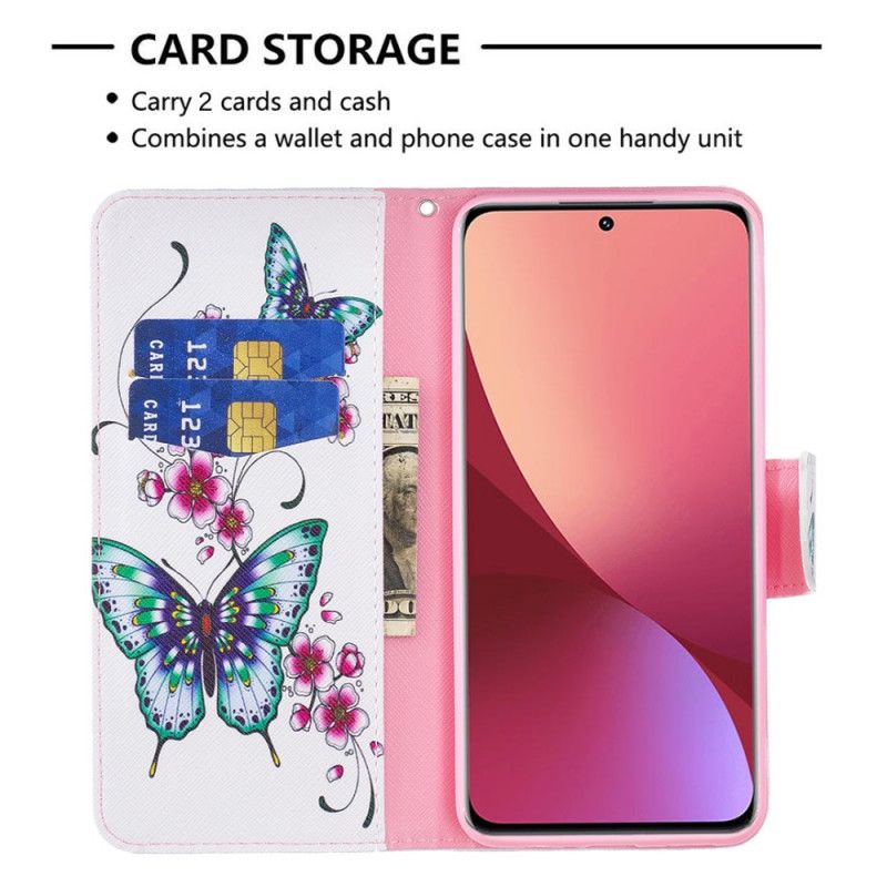 Kožené Puzdro Xiaomi 12 / 12X Motýle