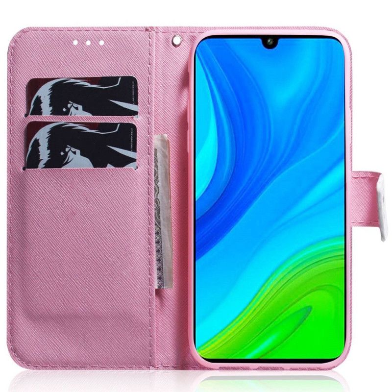 Kožené Puzdro Xiaomi 12 / 12X Popruhové Biele Kvety