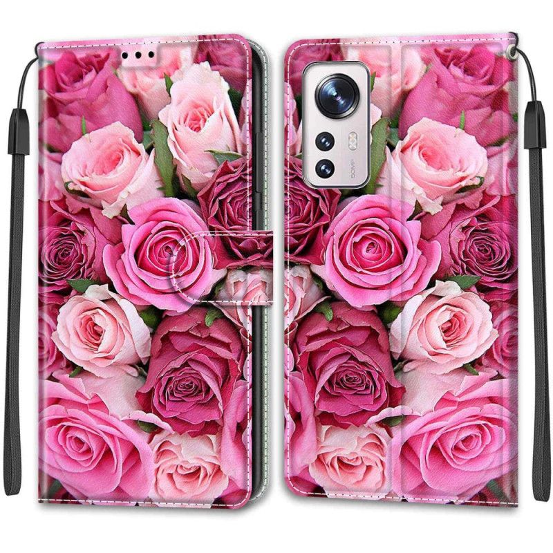 Kožené Puzdro Xiaomi 12 / 12X Strappy Kvetinová