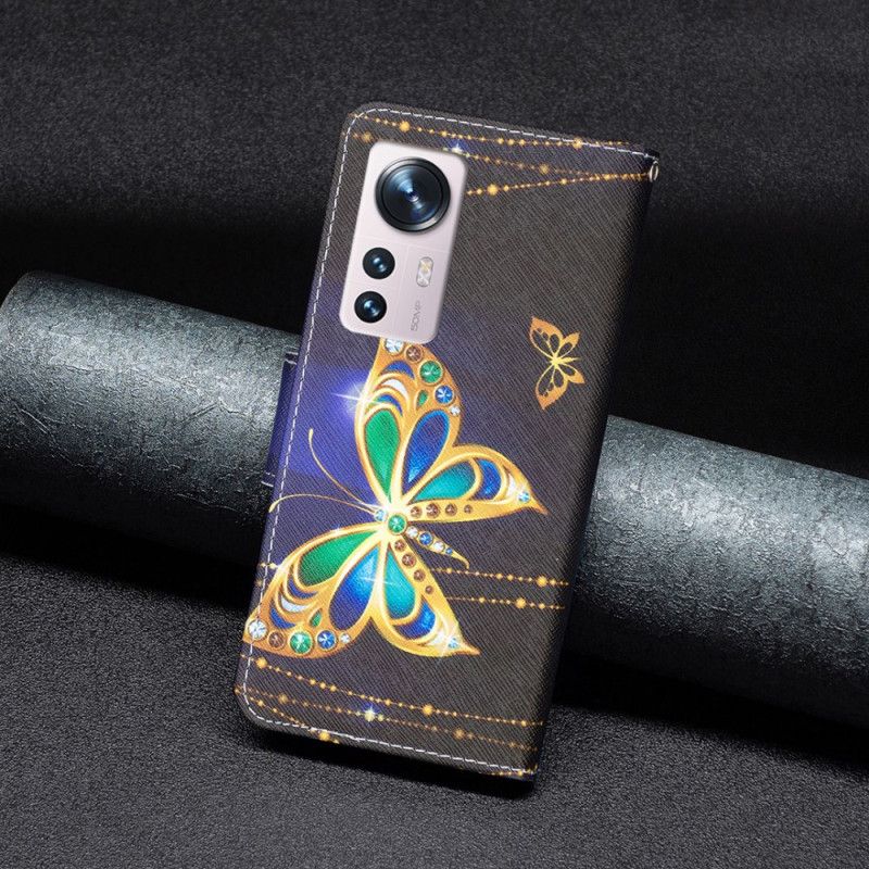 Kožené Puzdro Xiaomi 12 / 12X Vzácne Motýle
