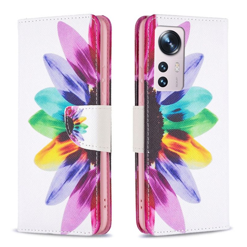 Peňaženkový Kryt Xiaomi 12 / 12X Akvarelový Kvet
