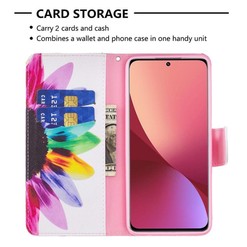 Peňaženkový Kryt Xiaomi 12 / 12X Akvarelový Kvet