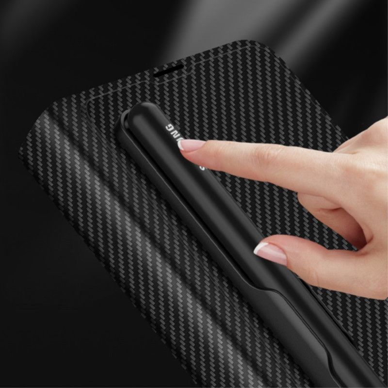 Flipové Puzdro Samsung Galaxy Z Fold 3 5G Kožené Puzdro Držiak Na Dotykové Pero Z Umelej Kože