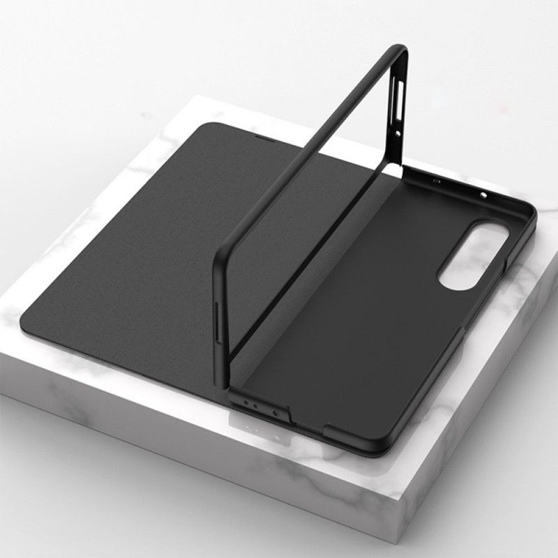 Flipové Puzdro Samsung Galaxy Z Fold 3 5G Kožené Puzdro Línia Kože Z Tvrdeného Skla