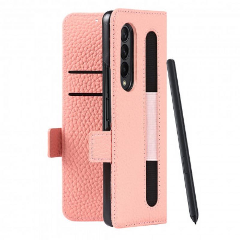 Kožené Puzdro Samsung Galaxy Z Fold 3 5G Originálna Koža Litchi