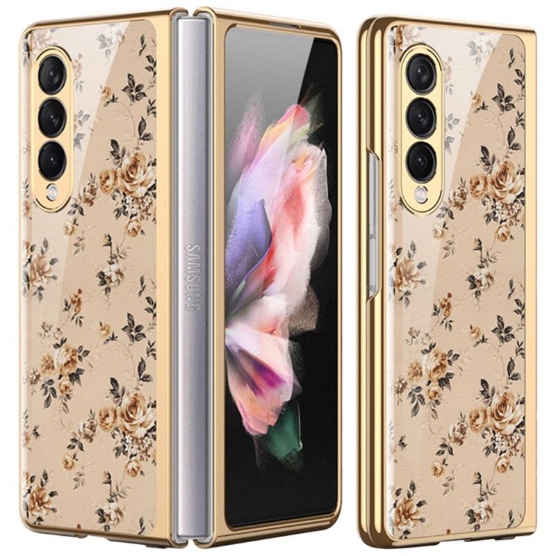 Kryt Samsung Galaxy Z Fold 3 5G Kvetinové Tvrdené Sklo