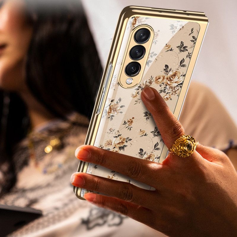 Kryt Samsung Galaxy Z Fold 3 5G Kvetinové Tvrdené Sklo