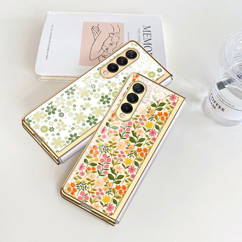 Kryt Samsung Galaxy Z Fold 3 5G Kvetinové Tvrdené Sklo