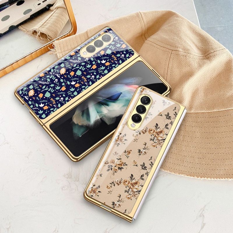 Kryt Samsung Galaxy Z Fold 3 5G Kvetinové Tvrdené Sklo