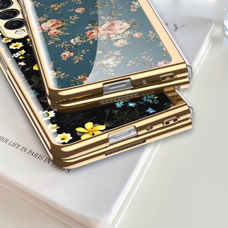 Kryt Samsung Galaxy Z Fold 3 5G Kvetinové Tvrdené Sklo