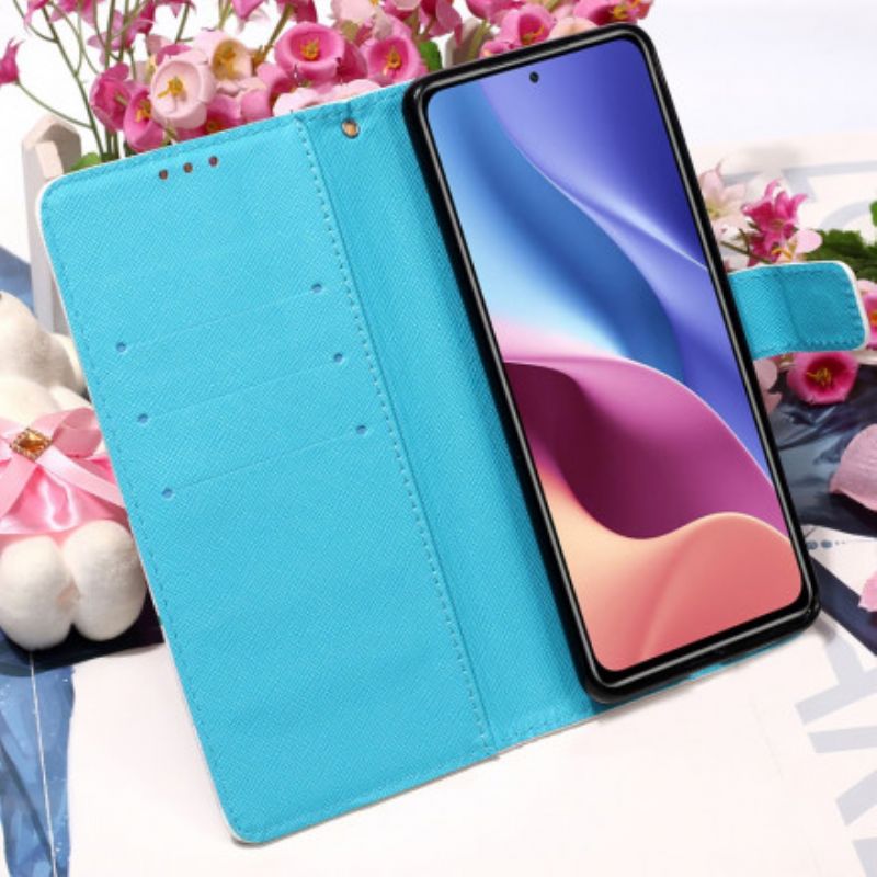 Kožené Puzdro Xiaomi Mi 11i 5G Zlaté Motýle