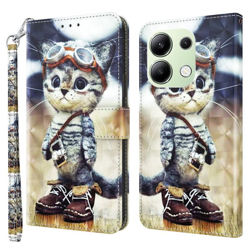 Puzdro Na Xiaomi Redmi Note 13 4g Letecká Mačka S Popruhom