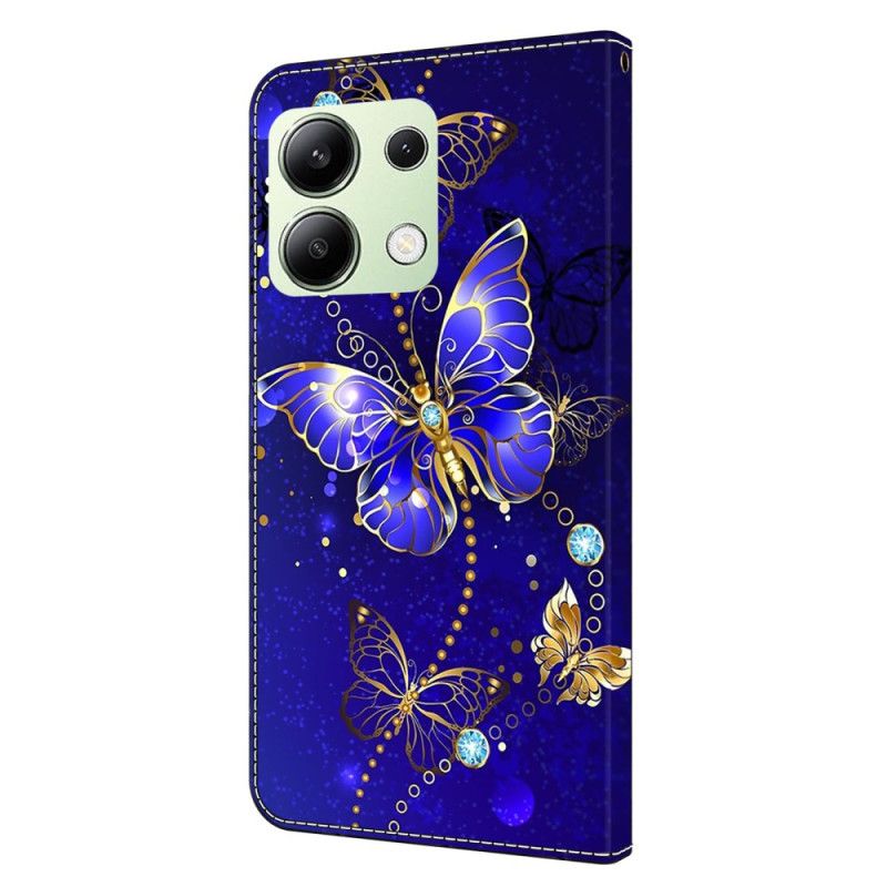 Puzdro Xiaomi Redmi Note 13 4g Diamantové Motýle Na Modrom Pozadí