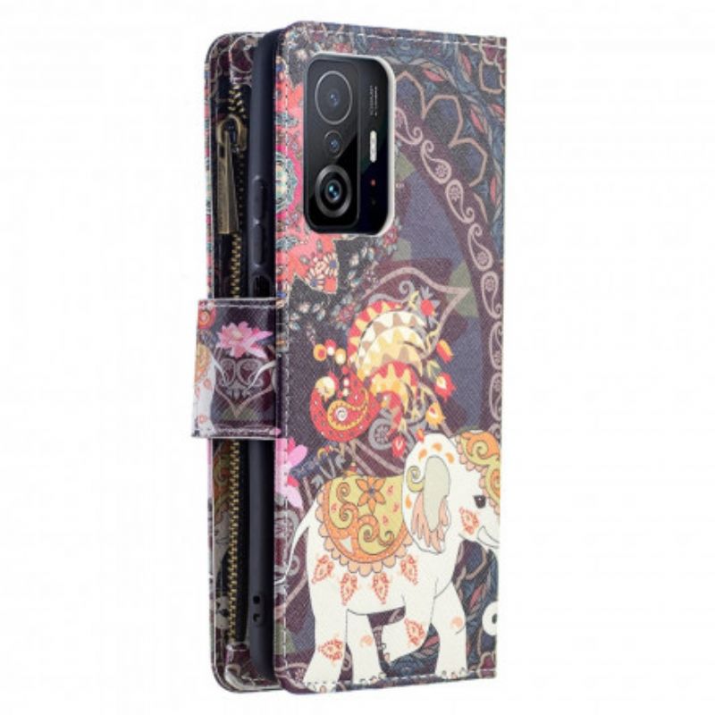 Kožené Puzdro Xiaomi 11T / 11T Pro Vrecko Na Zips Slona